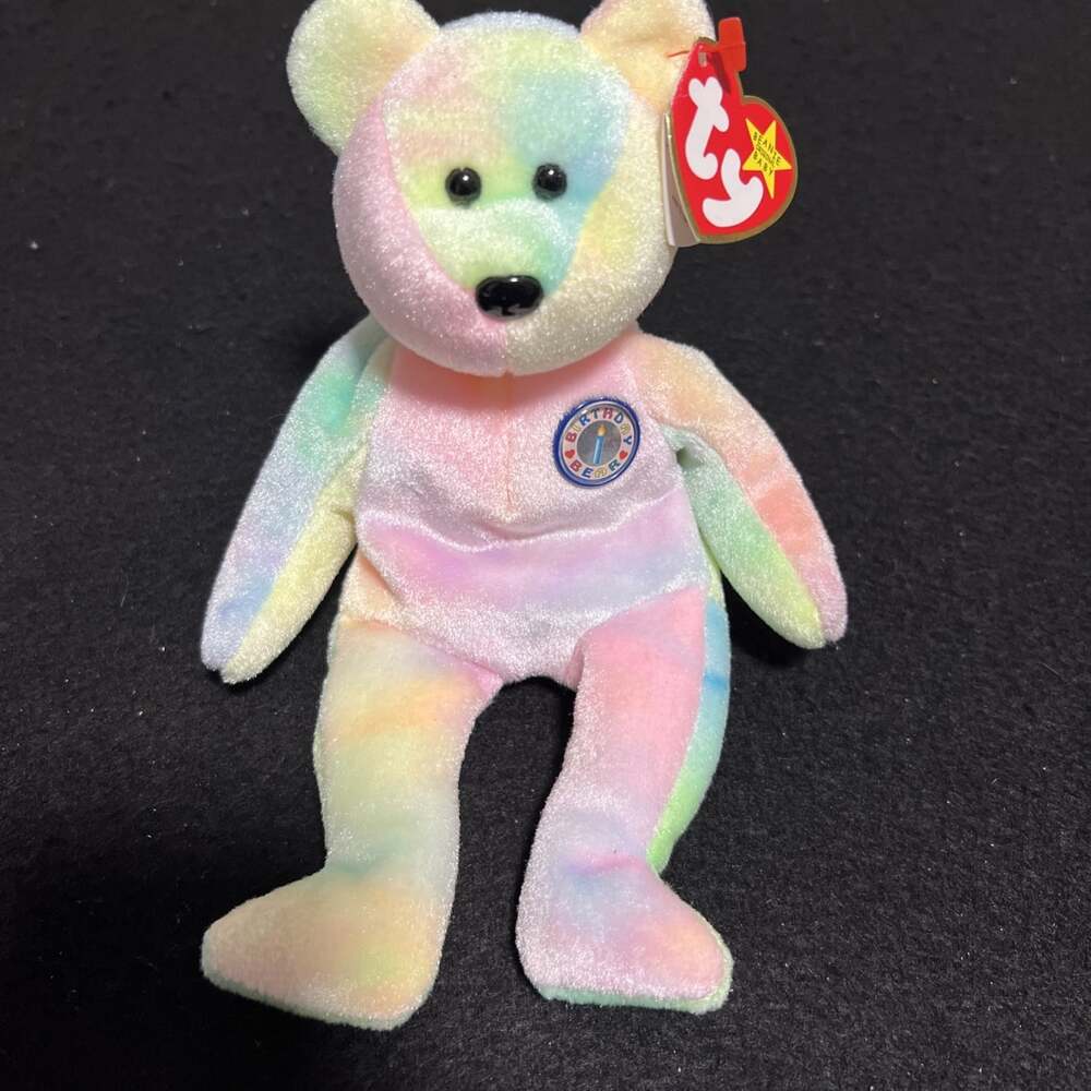 TY Beanie Baby - BB BIRTHDAY Rainbow Bear (8.5 inch) - WITH TAG